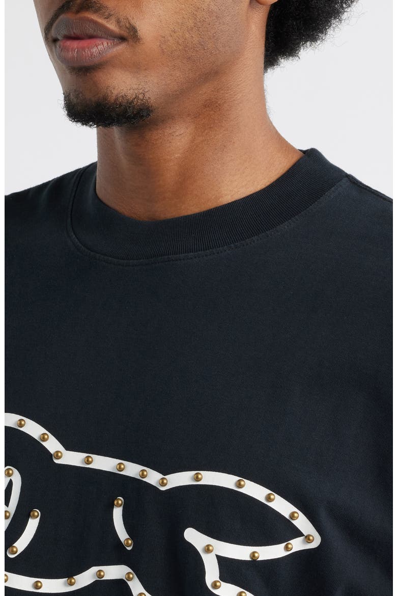 Frank Stud Logo Cotton T-Shirt, Alternate, color, CHARCOAL ART
