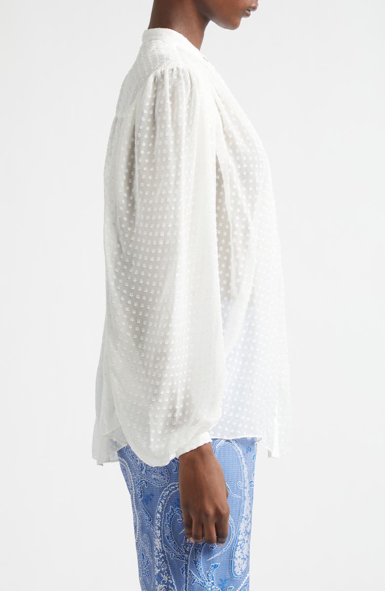 Etro Pleated Silk Blend Shirt, Alternate, color, White