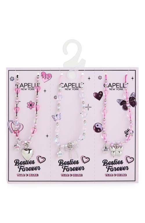 Capelli New York Kids' Bff Set Of 3 Necklaces In Pink