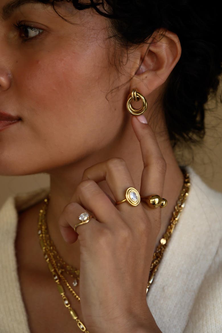 Mini Lucia Earrings, Alternate, color, Gold
