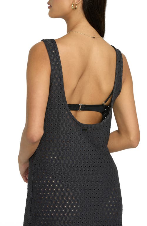 Billabong Eyelet Cover-up Midi Dress In Black