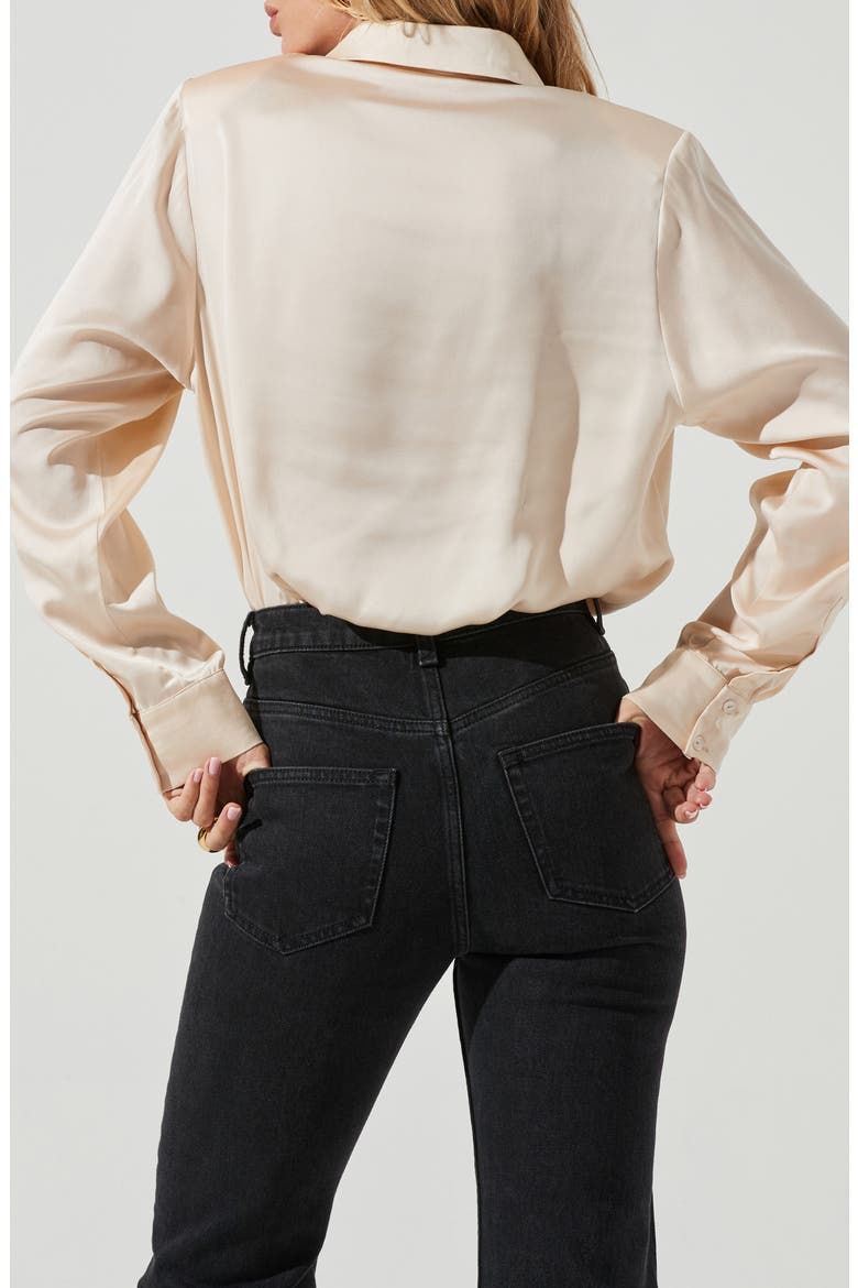 Satin Button-Up Shirt, Alternate, color, CREAM