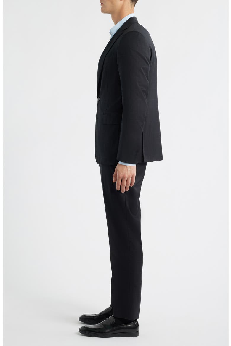Capri Trim Fit Black Glen Check Wool Suit, Alternate, color, BLACK