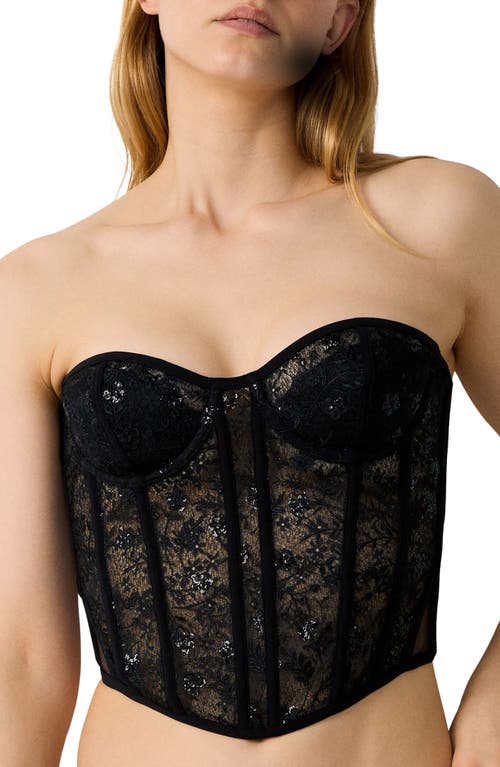 Etam Inattendue Embroidered Underwire Corset In Black
