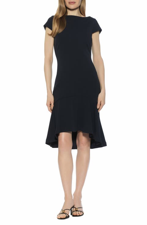 Renata Cap Sleeve Handkerchief Hem Knit Dress