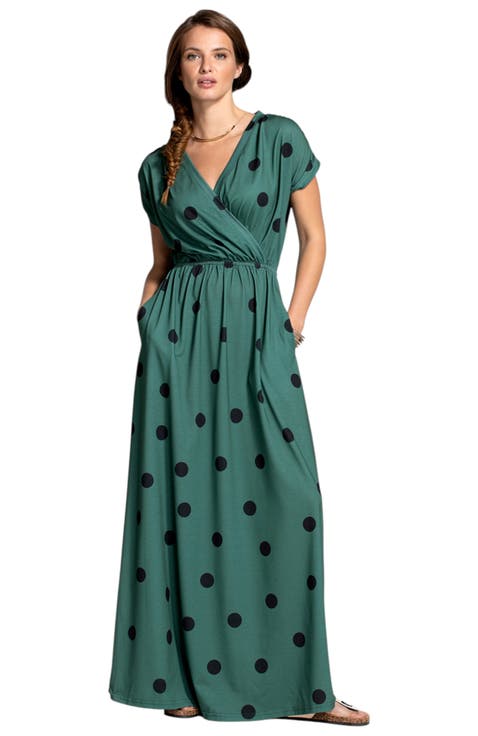 V-Neck Short Sleeve Maxi Dress