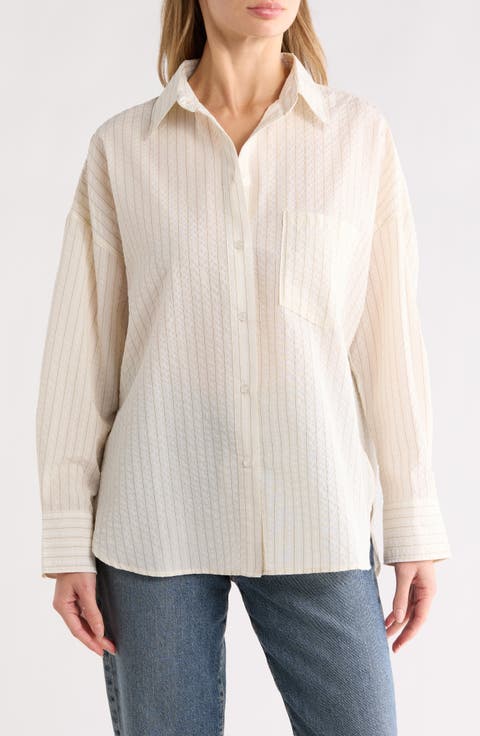 Oversize Stripe Button-Up Shirt