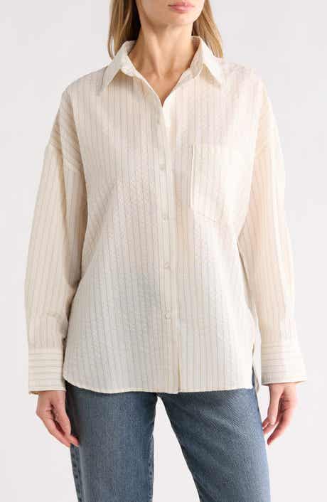 MAX STUDIO Oversize Stripe Button-Up Shirt