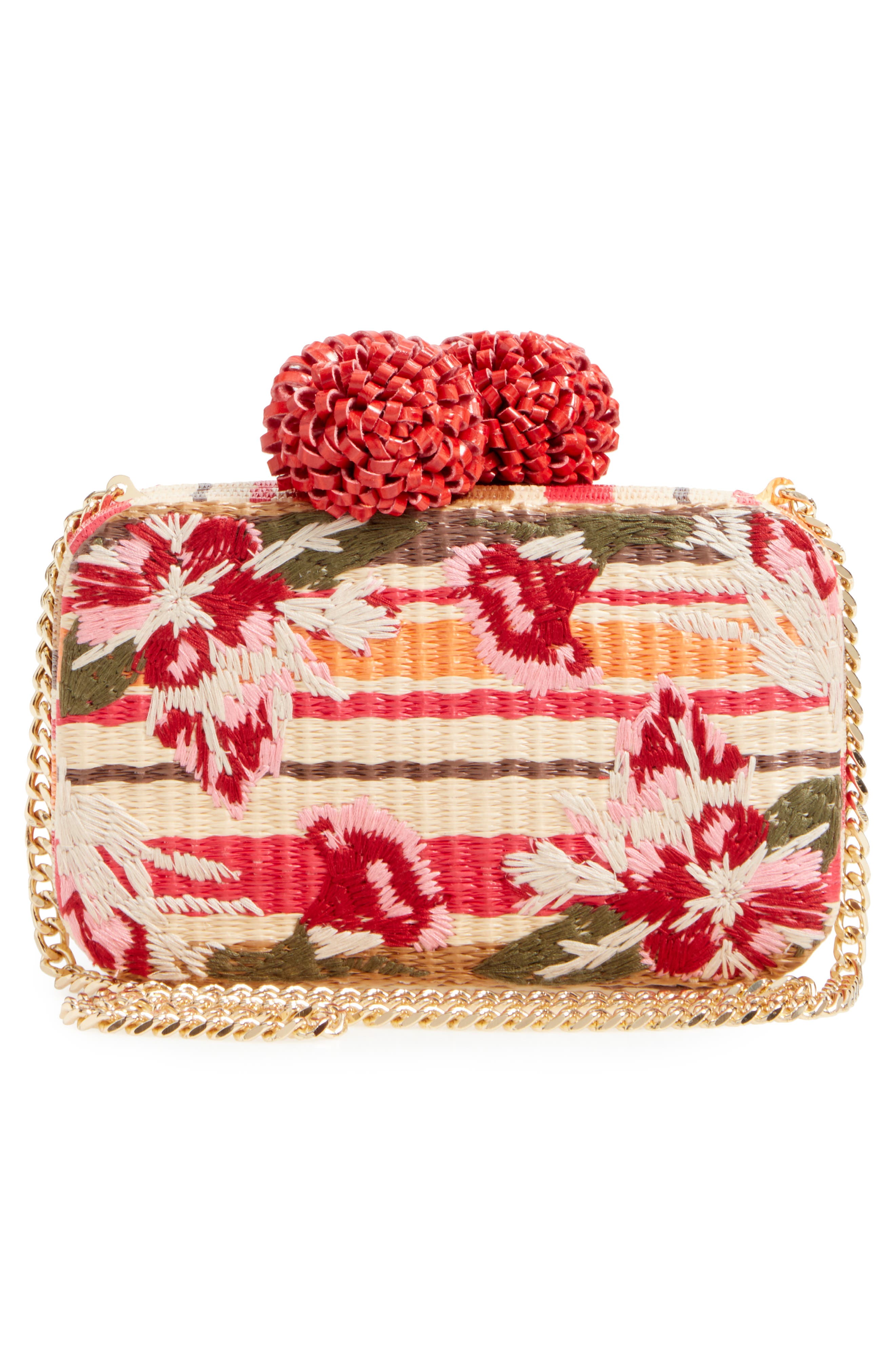Milly Straw Minaudière, Alternate, color, ROSE SHADOW MULTI