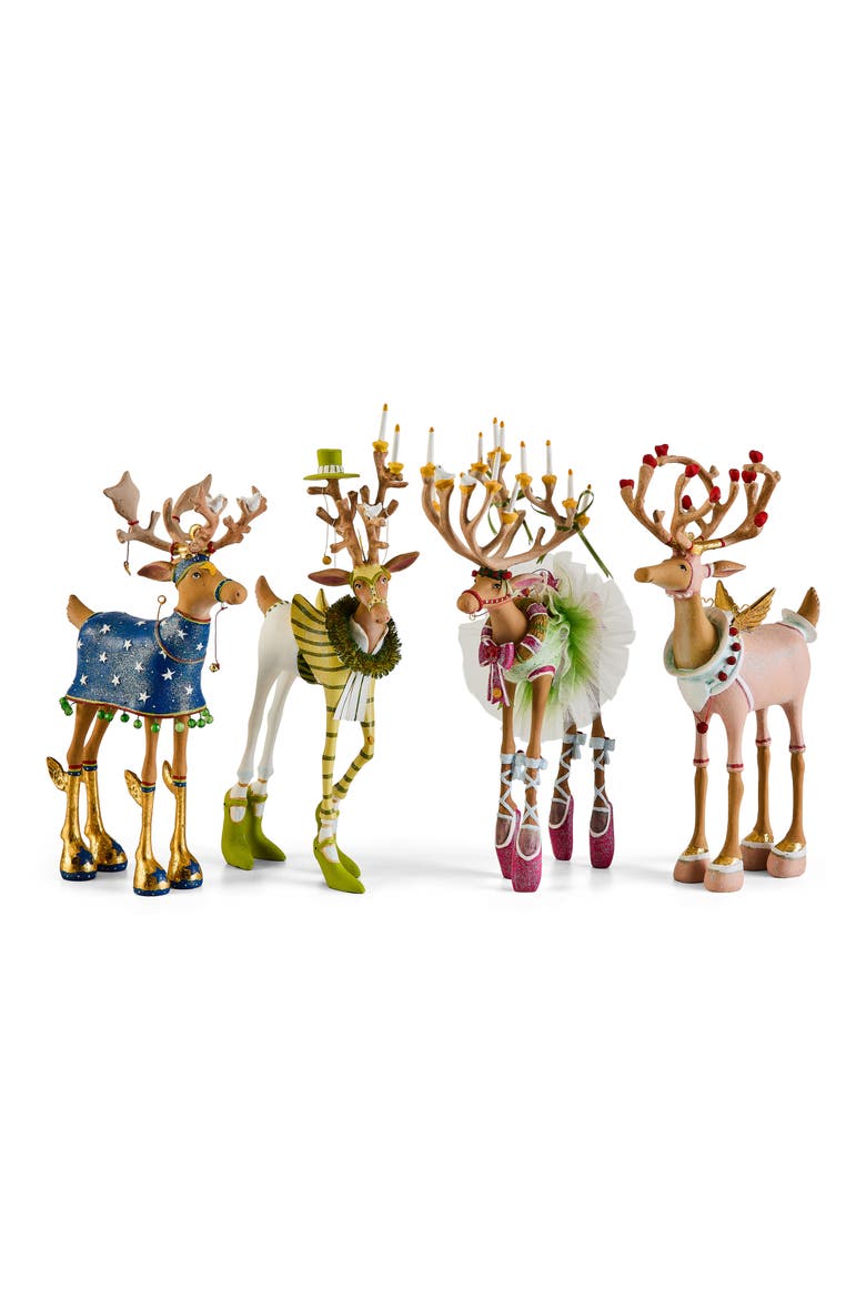 Dash Away 4-Piece Reindeer Ornament Set, Alternate, color, MULTI
