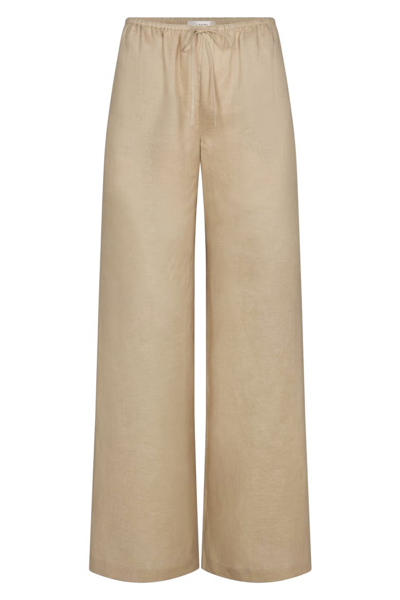 Linen Drawstring Lounge Pants, Alternate, color, FLAX
