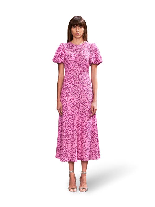 Ro&zo Womens Ditsy-pattern Puff-sleeved Woven Midi Dress Pink Puff Midi Dress In Pink