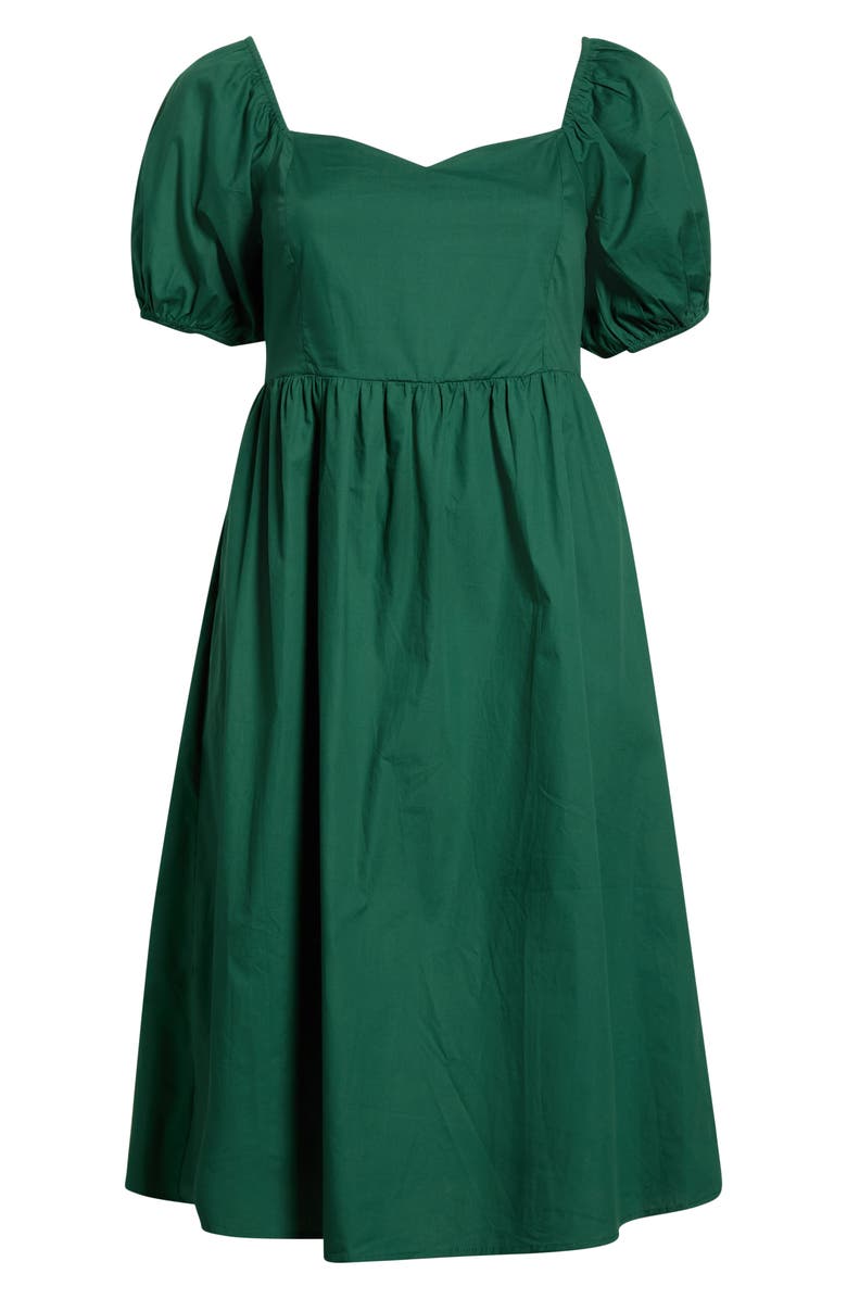 SUGARLIPS Sun City Alessi Puff Sleeve Midi Dress, Alternate, color, Emerald