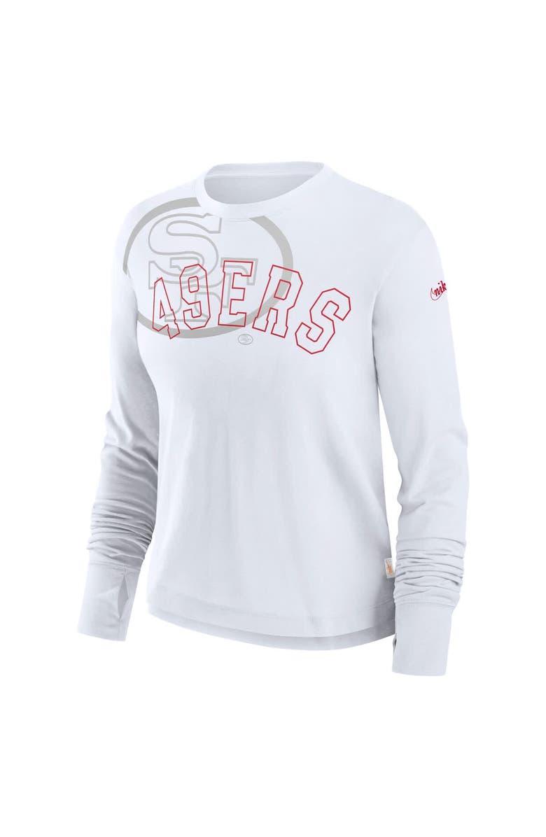 Nike Women's Nike White San Francisco 49ers Layered Logo Cropped Long Sleeve Fashion T-Shirt, Alternate, color, 