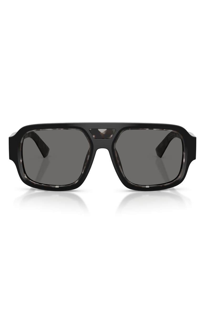Dolce&Gabbana 55mm Square Sunglasses, Main, color, Black On Grey Havana / Grey