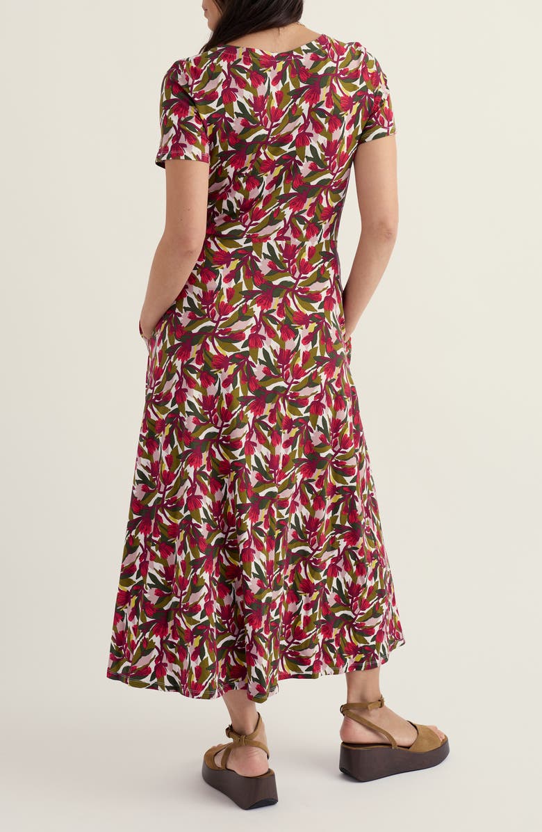 Seasalt Cornwall Veronica Floral Stretch Organic Cotton Midi Dress, Alternate, color, Abstract Protea Chalk