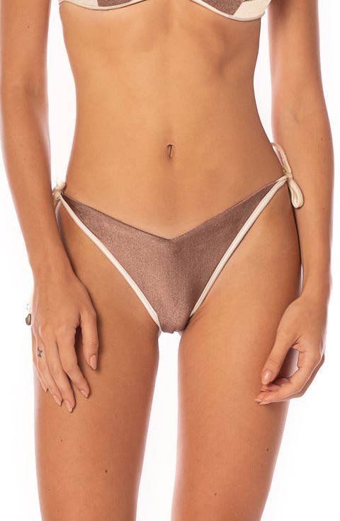 Mocha Pearl Dreamscape Reversible Side Tie Bikini Bottoms