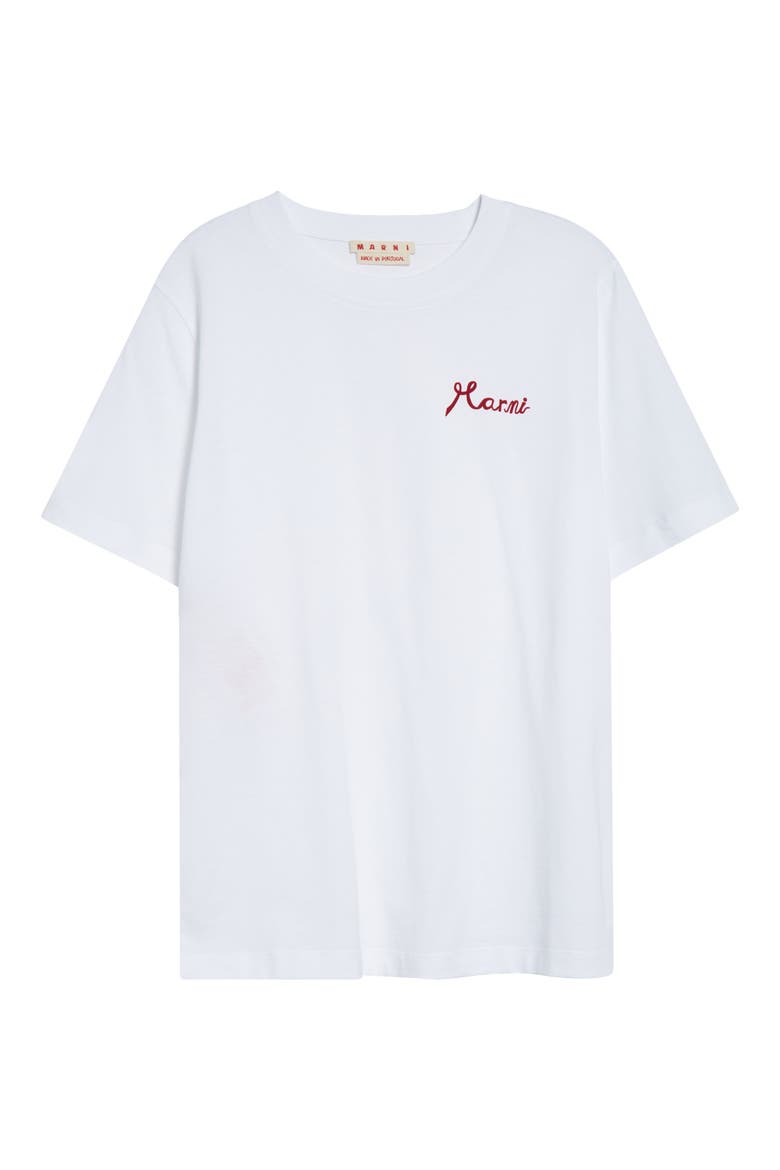 Flocked Logo T-Shirt, Main, color, LOW01 LILY WHITE