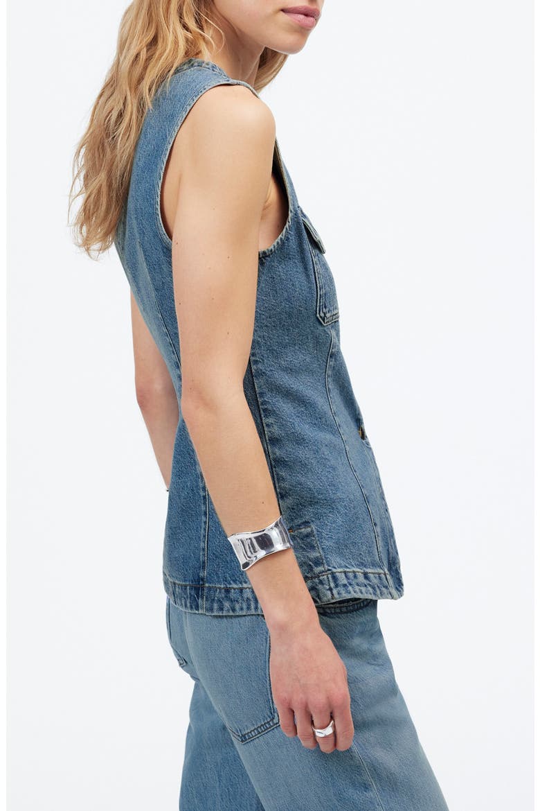 Denim High Crewneck Vest, Alternate, color, BILLINGS WASH