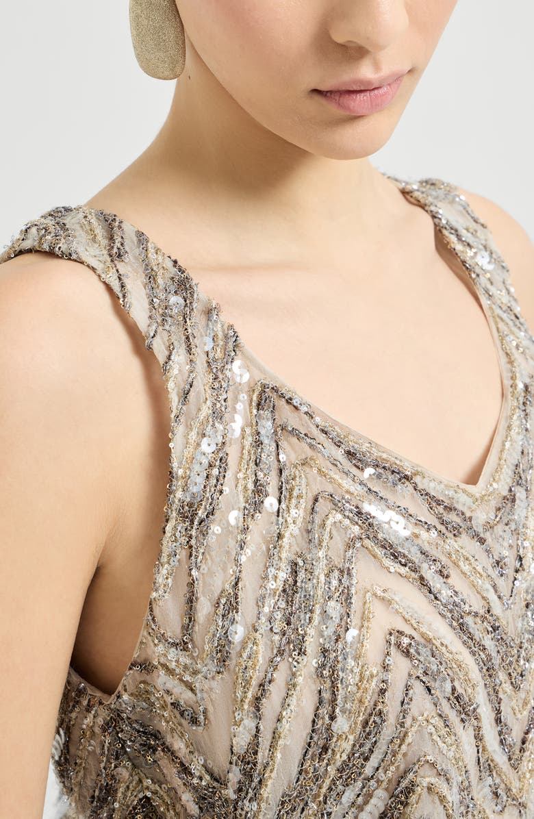 Brunello Cucinelli Crispy silk top, Alternate, color, Beige