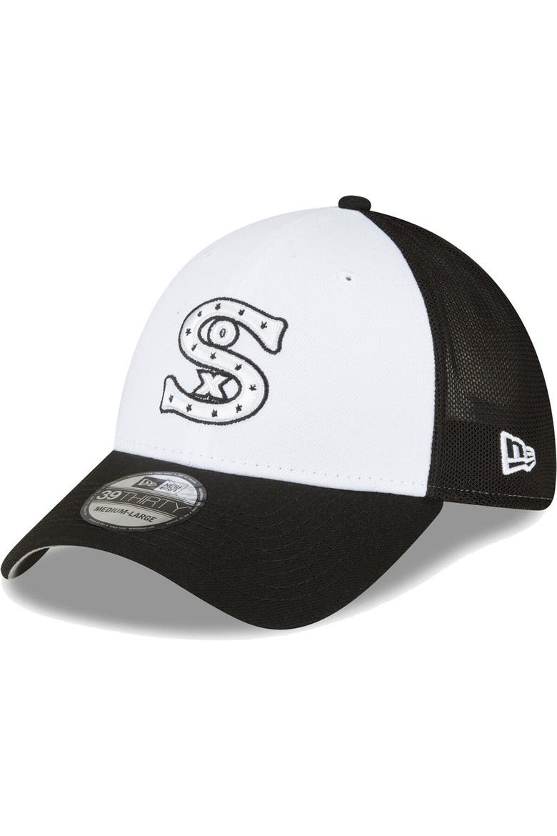 Men's New Era  Black/White Chicago White Sox 2023 On-Field Batting Practice 39THIRTY Flex Hat, Main, color, White