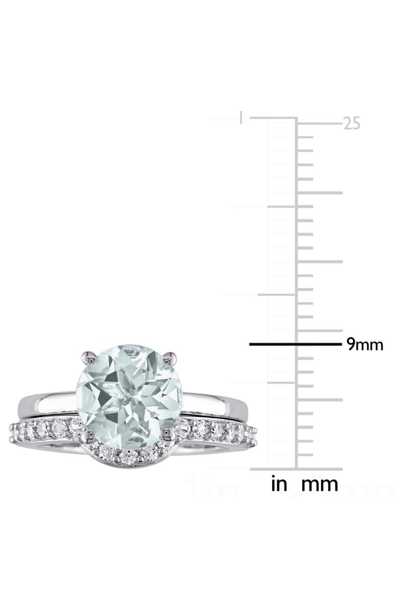 Aquamarine Solitaire Bridal Ring Set 10k, Alternate, color, Aquamarine