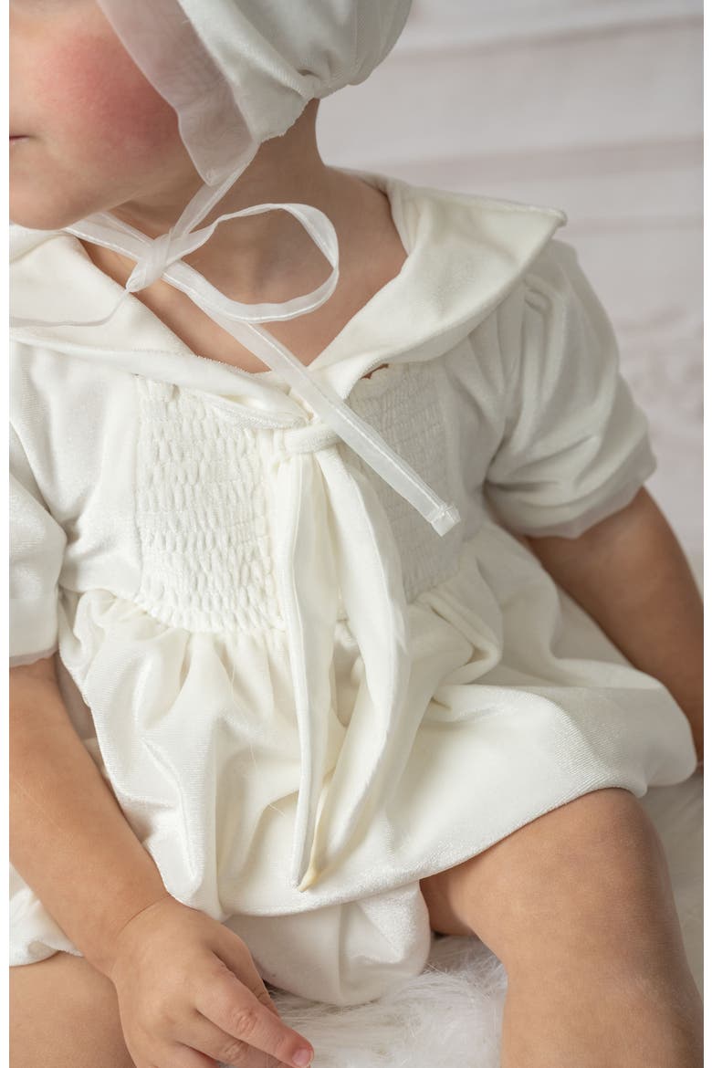 Helenus Velour Ivory Romper, Alternate, color, Ivory
