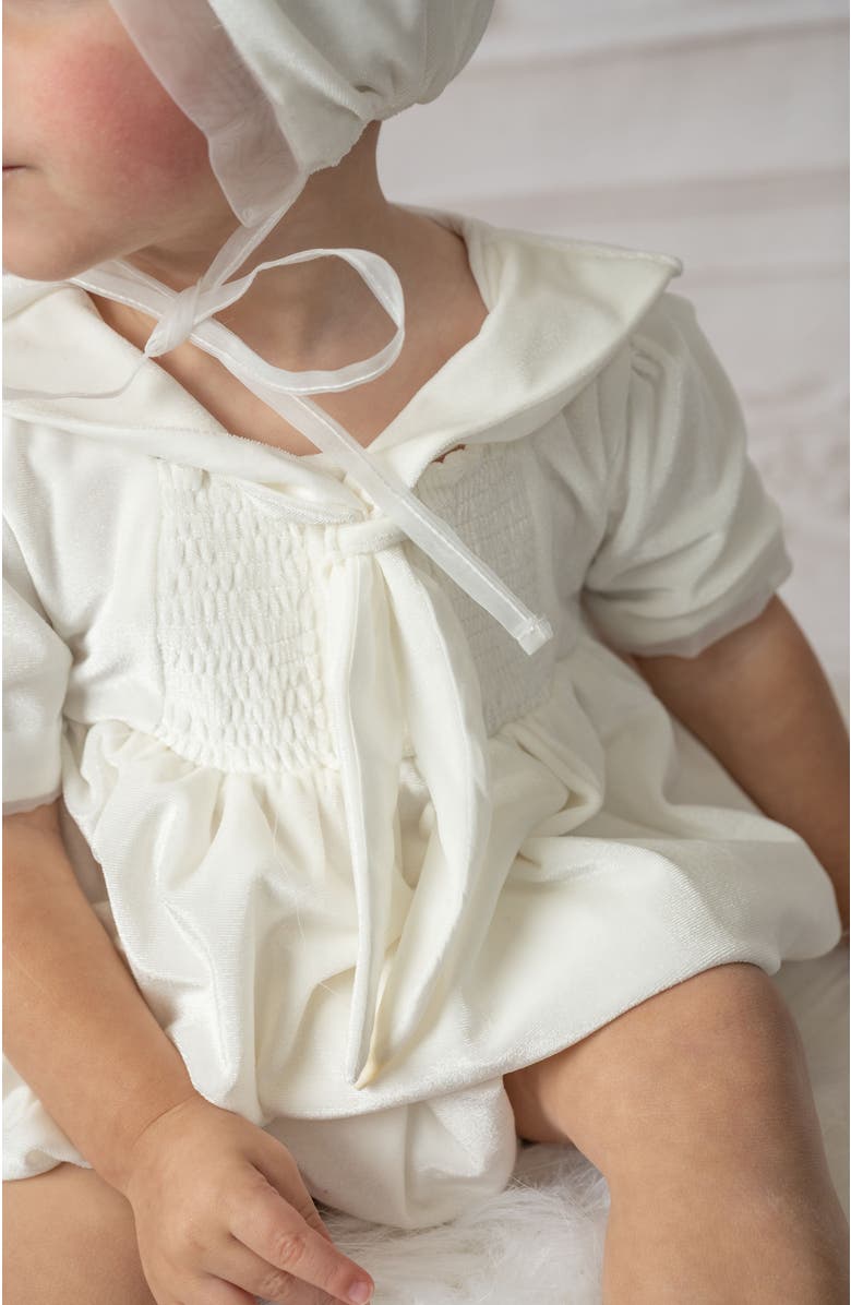 Petite Maison Kids Helenus Velour Ivory Romper, Alternate, color, Ivory