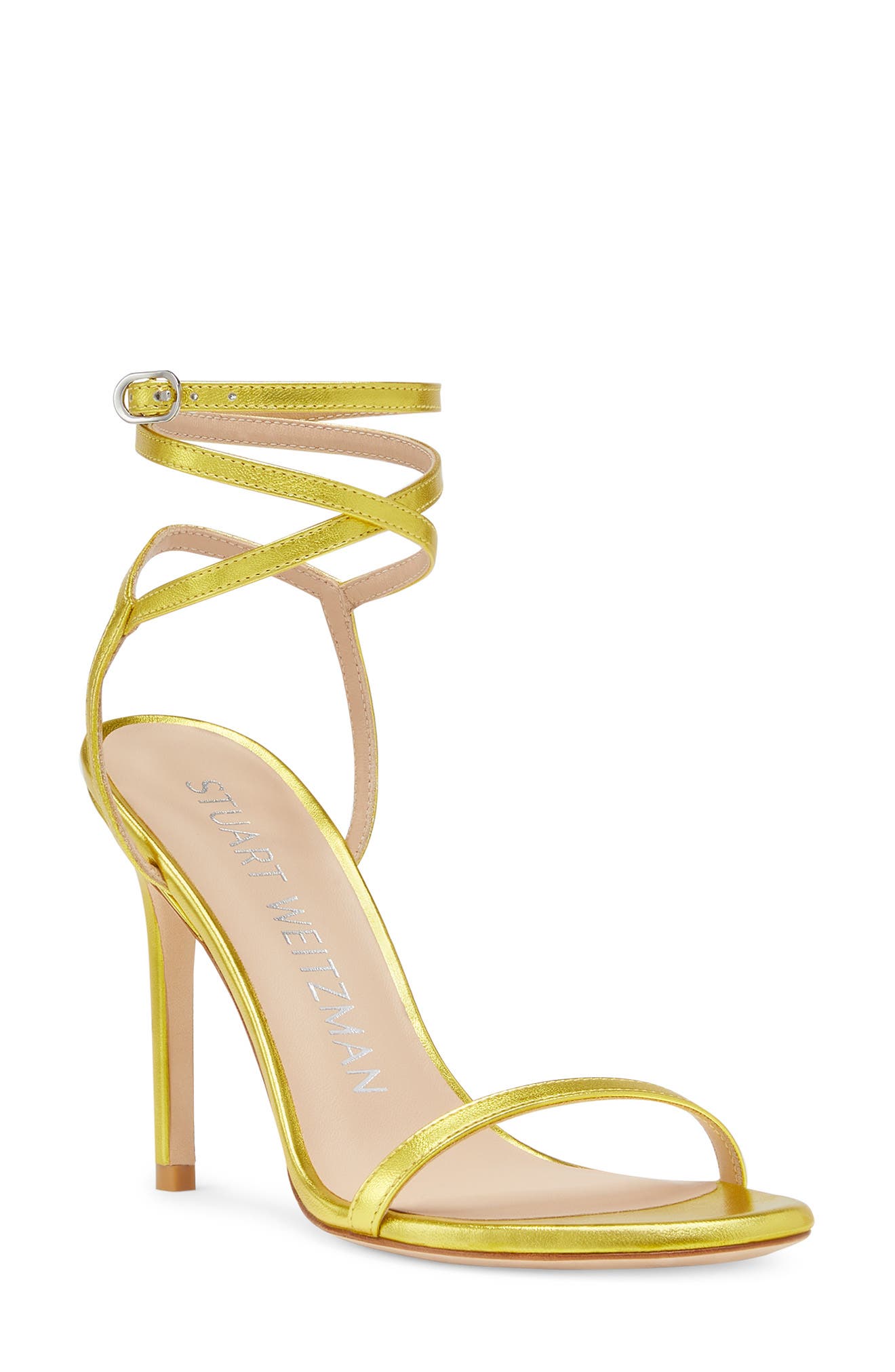 Stuart Weitzman Barelynude 100 Wrap Sandal, Main, color, Key Lime