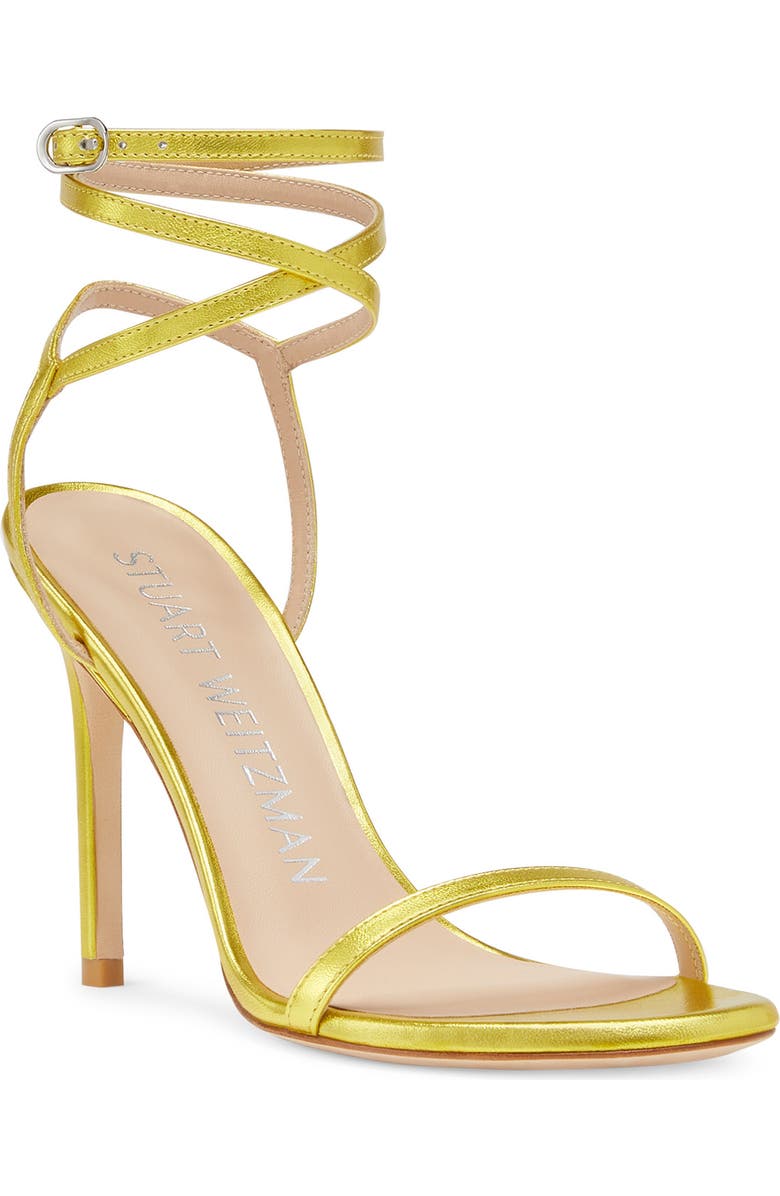 Stuart Weitzman Barelynude 100 Wrap Sandal, Main, color, Key Lime