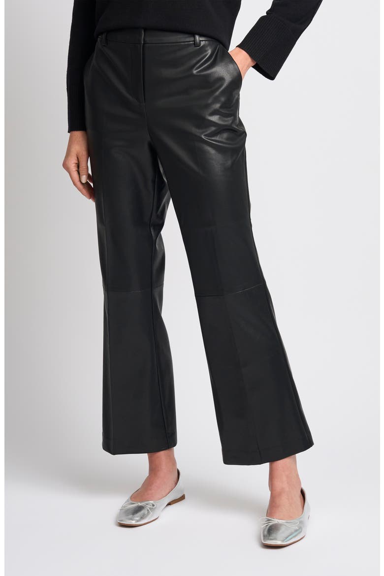 Faux Leather Tailored Ankle Straight Leg Pants, Main, color, RICH BLACK
