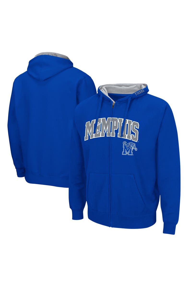COLOSSEUM Men's Colosseum Royal Memphis Tigers Arch & Logo 3.0 Full-Zip Hoodie, Main, color, Royal