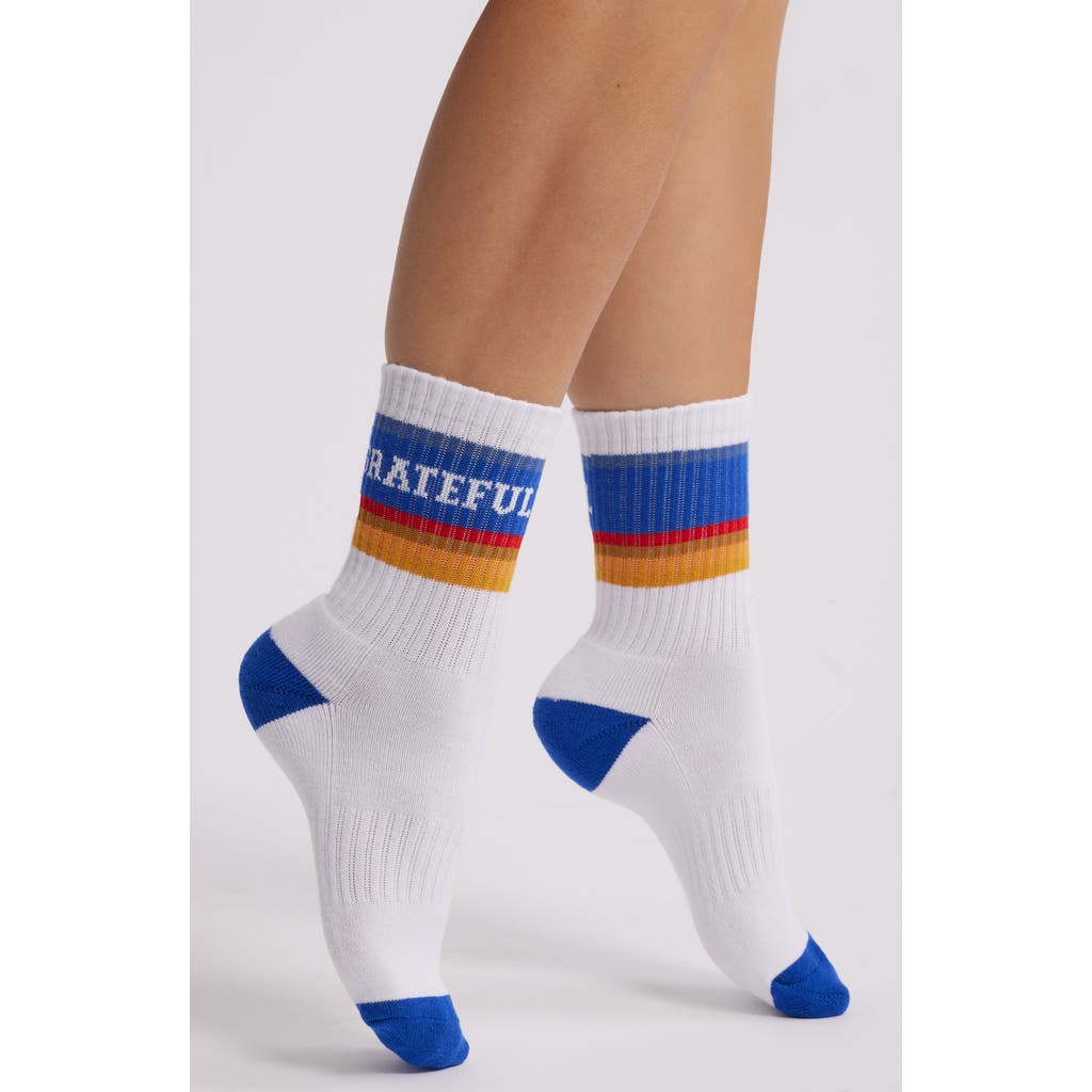 Friday Feelin ' Grateful Crew Socks In White