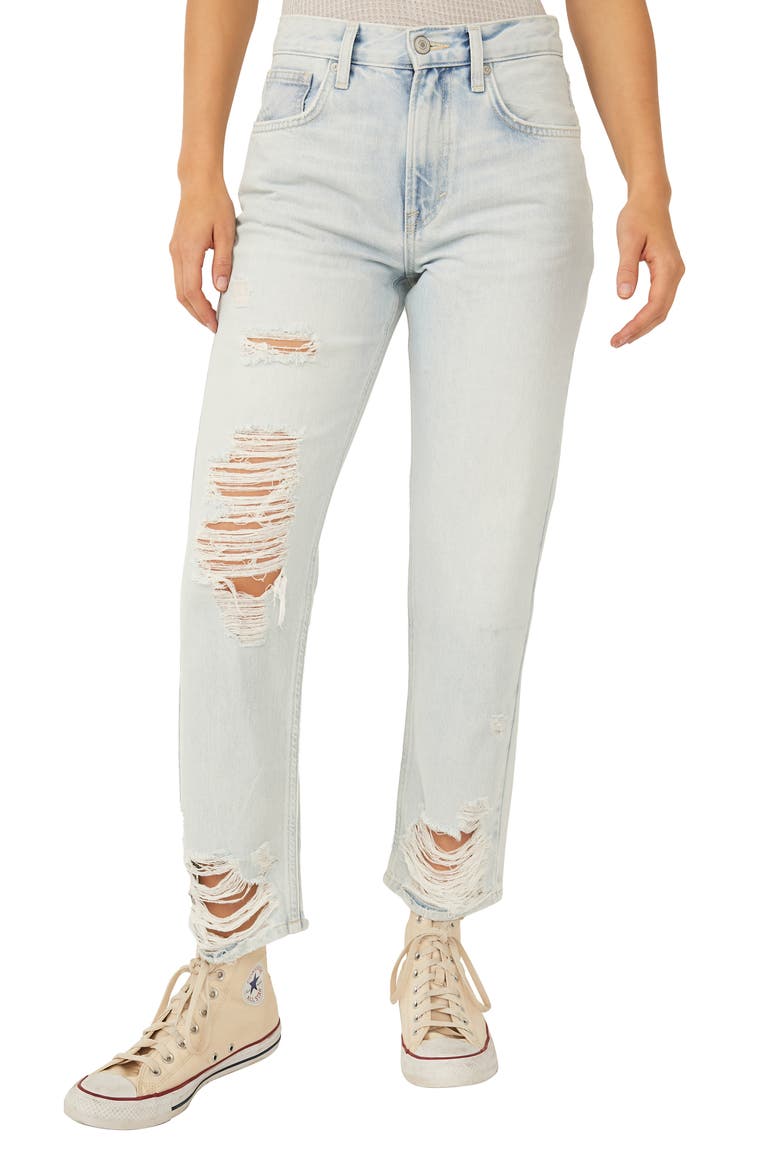 We the Free Bonita High Waist Distressed Jeans, Main, color, DREAM BLUE