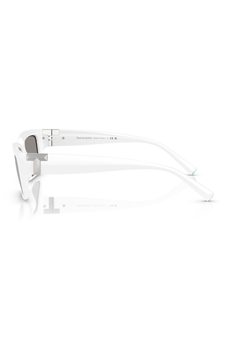 56mm Rectangular Sunglasses, Alternate, color, WHITE/ SILVER MIRROR
