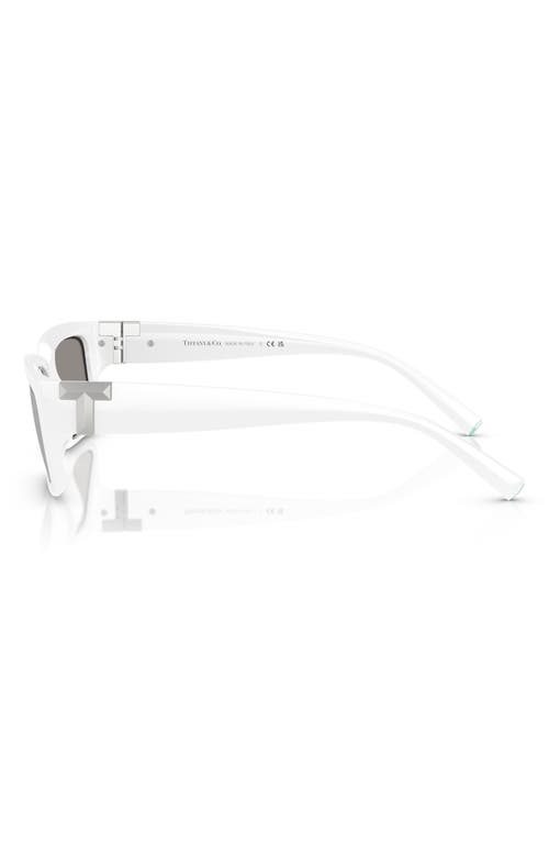 Tiffany & Co . 56mm Rectangular Sunglasses In White/silver Mirror
