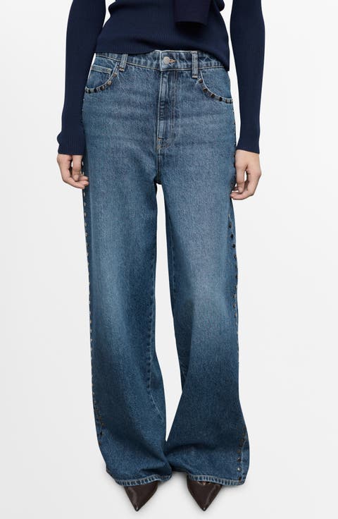 Studded Wide Leg Jeans