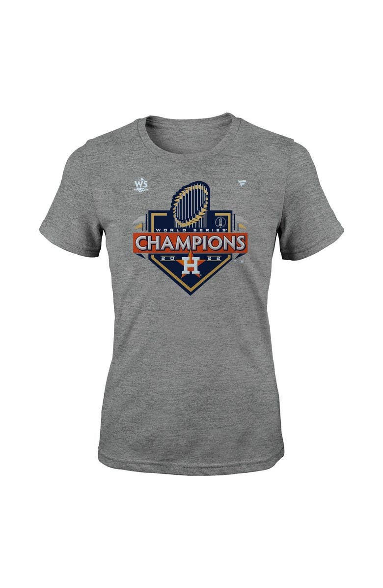 FANATICS Girls Youth Fanatics Branded Heather Charcoal Houston Astros 2022 World Series Champions Locker Room T-Shirt, Alternate, color,