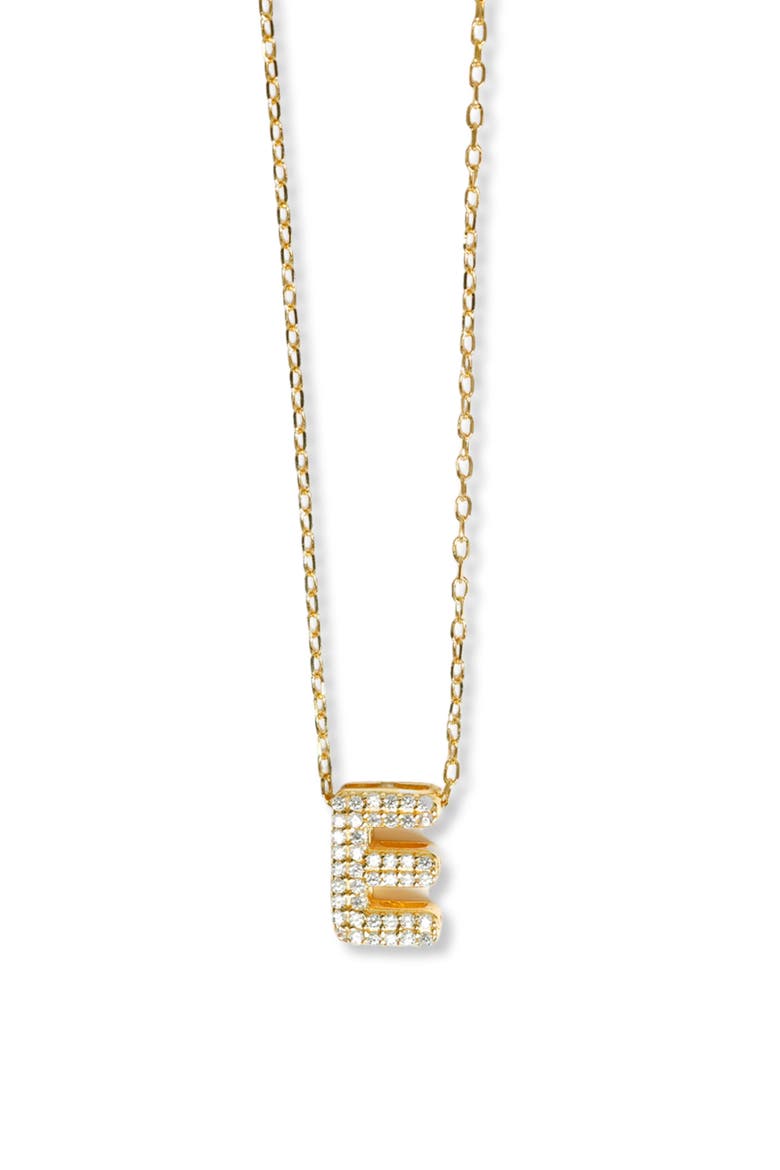 Cubic Zirconia Bubble Inital Pendant Necklace, Main, color, GOLD - E
