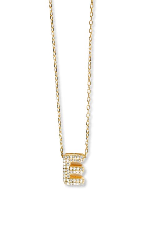 Cubic Zirconia Bubble Inital Pendant Necklace