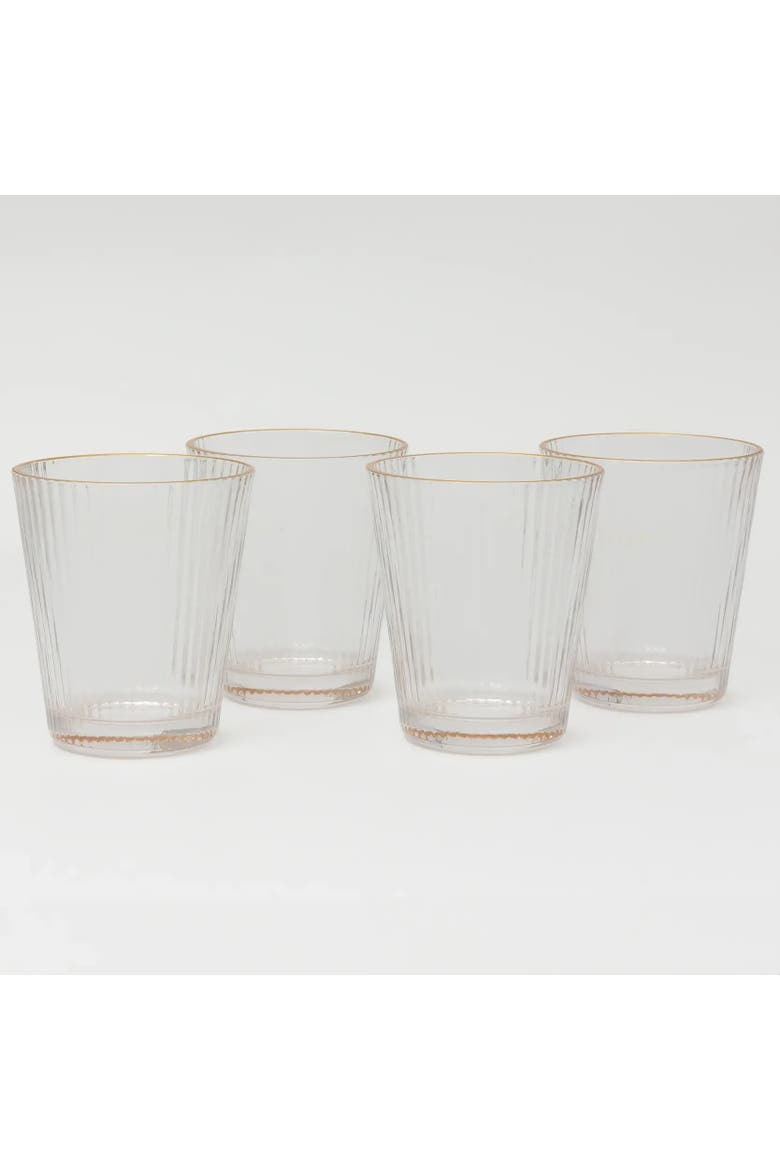 The Ridged Tumbler Set of Four, Alternate, color, Gold Rim