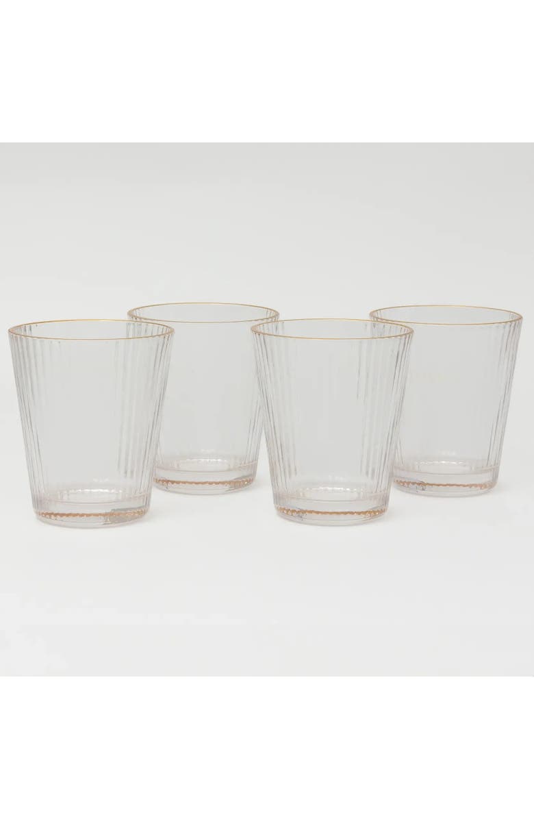 House of Revelry The Ridged Tumbler Set of Four, Alternate, color, Gold Rim
