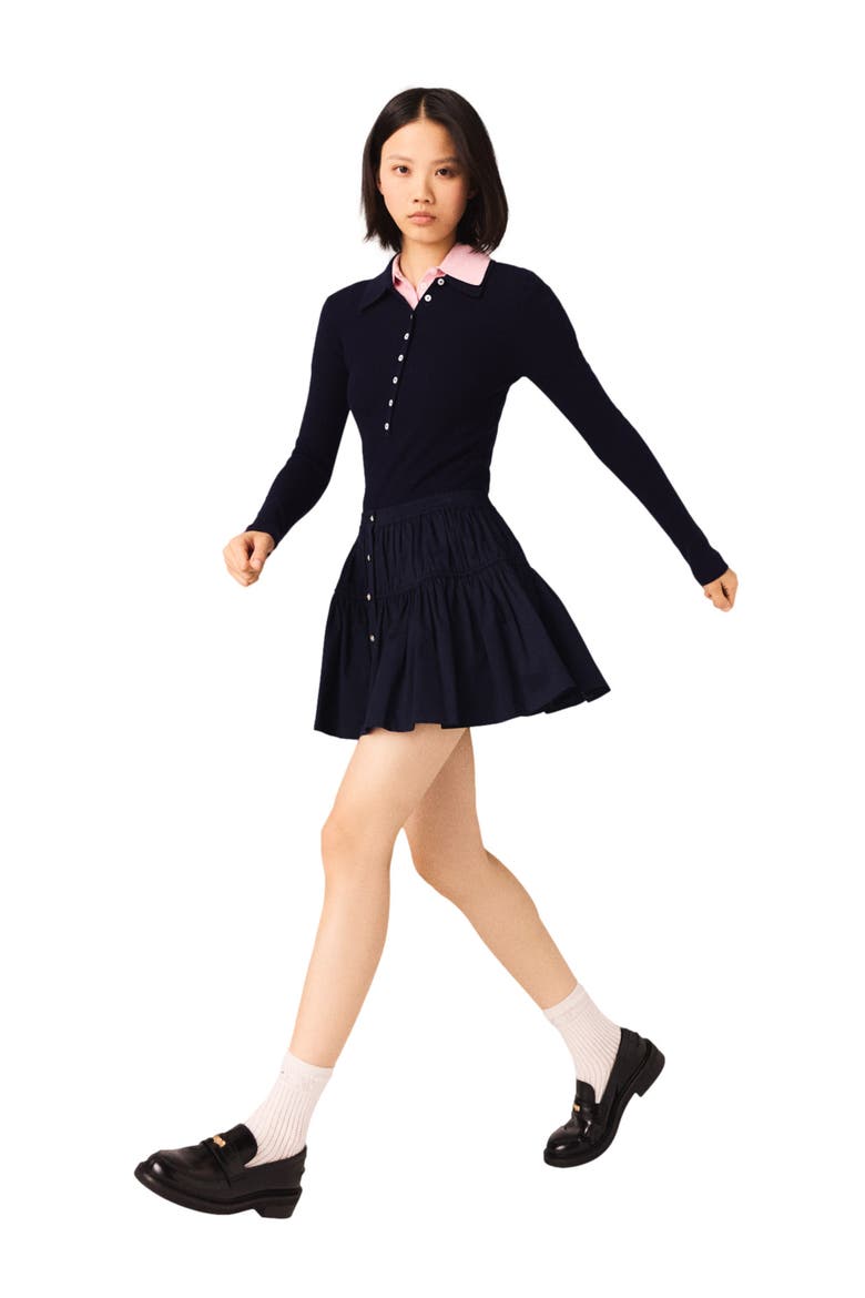 Mini elasticated waist skirt, Alternate, color, Navy