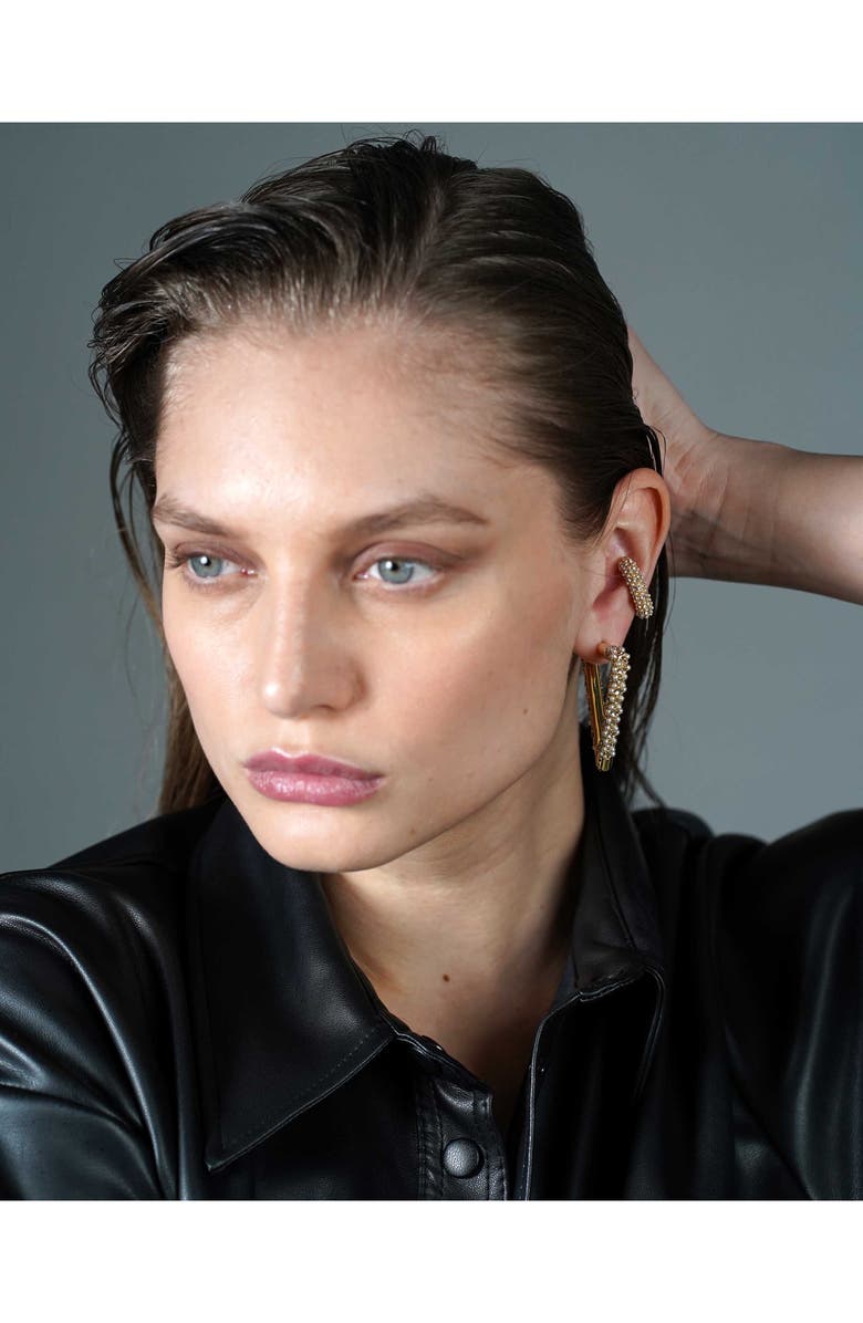 DEMARSON Vera Caviar Imitation Pearl & Pavé Crystal Drop Earrings, Alternate, color,