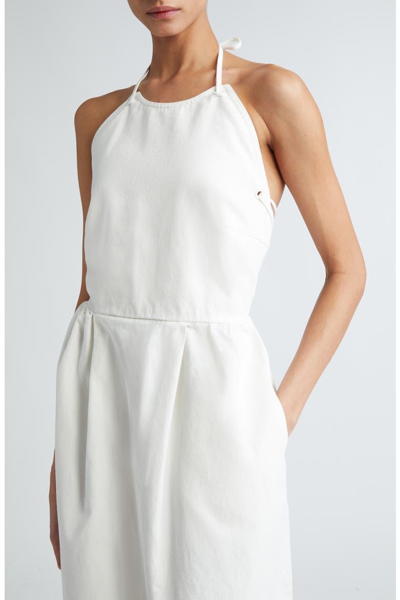 Europa Cotton Halter Gown, Alternate, color, WHITE