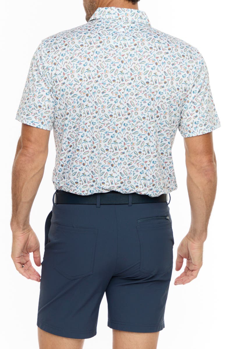 Robert Graham Sunset Sips Short Sleeve Stretch Knit Polo, Alternate, color, White Multi