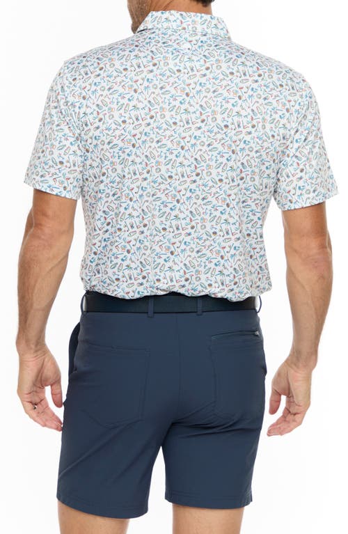 Robert Graham Sunset Sips Performance Stretch Printed Classic Fit Polo Shirt In White Multi