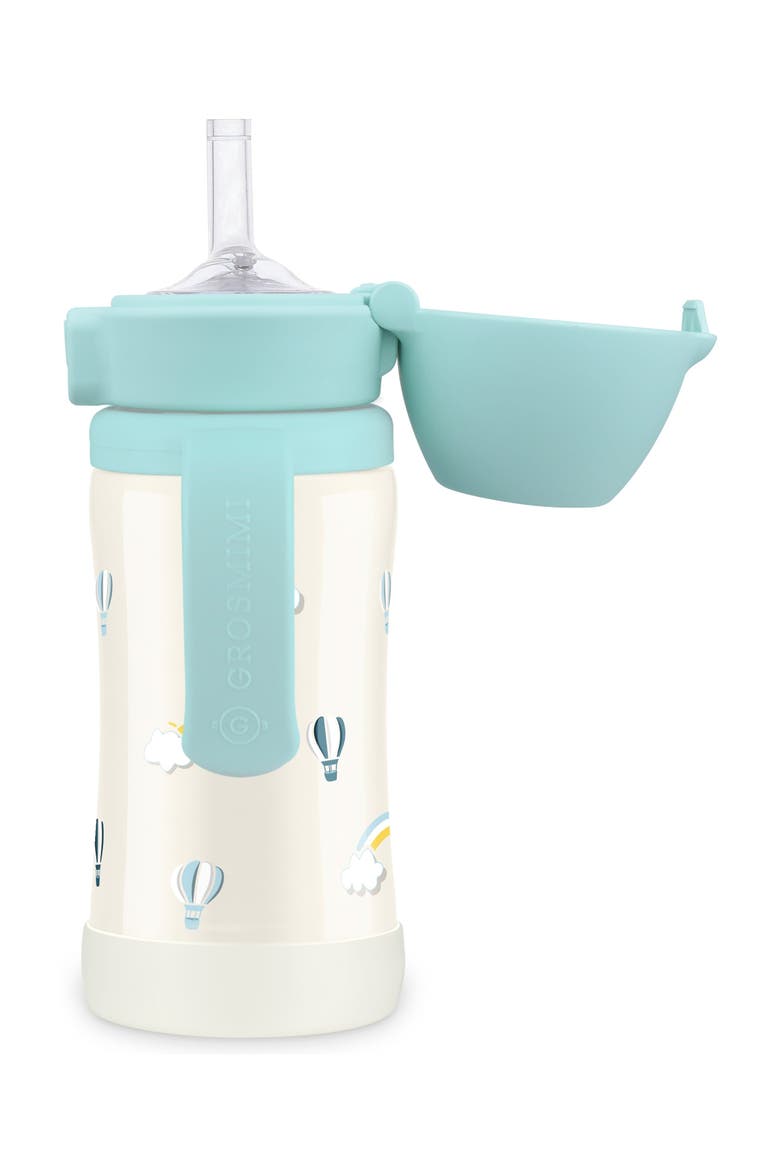 Stainless Steel Straw Cup with Flip Top 10oz, Alternate, color, Air-Balloon-Blue