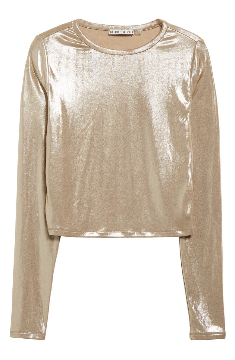 Alice + Olivia Delaina Metallic Crop Top, Alternate, color,