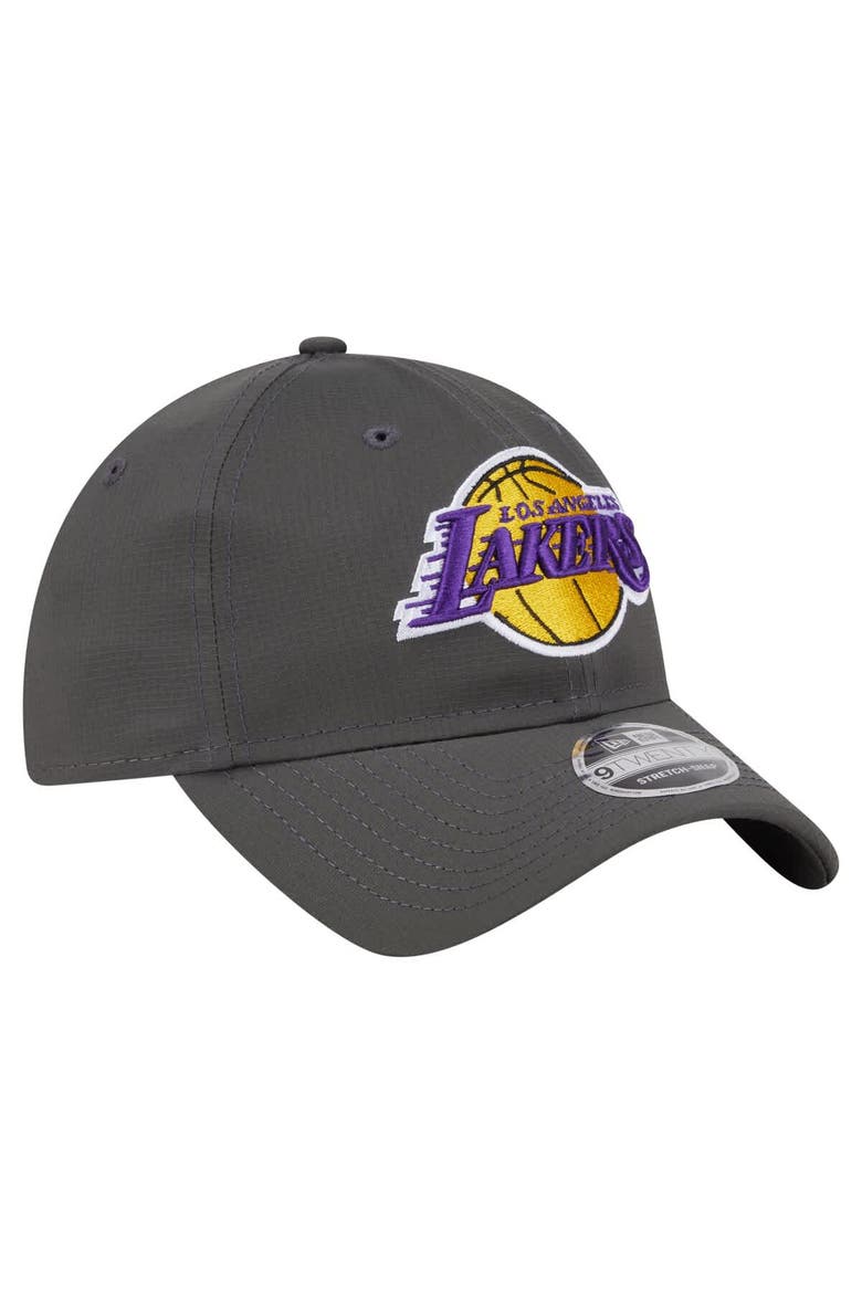 Men's New Era Charcoal Los Angeles Lakers Active Ripstop 9TWENTY Adjustable Hat, Alternate, color, Charcoal